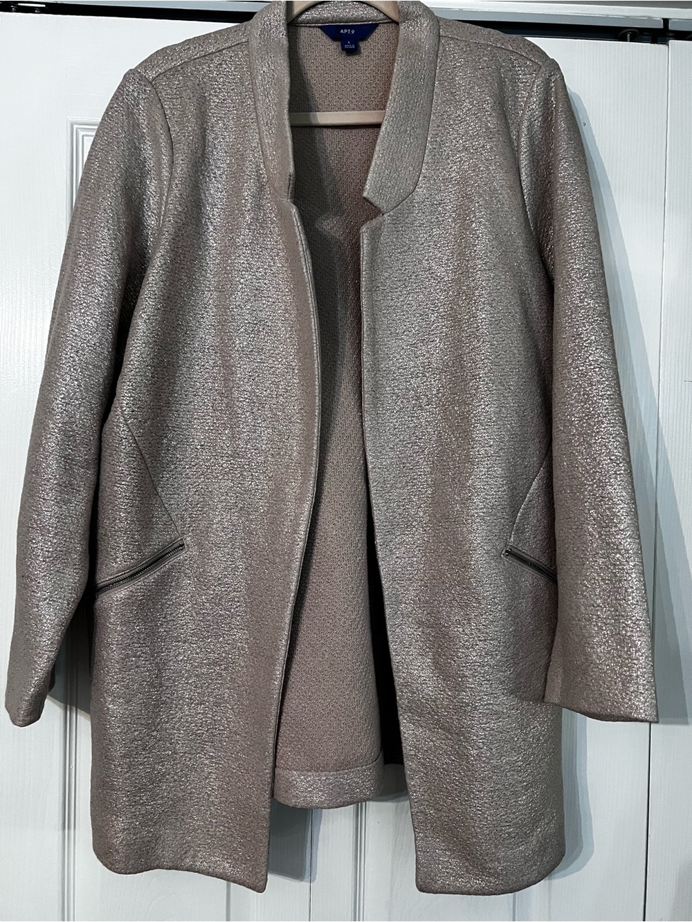 Apt.9 Pink Metallic Longline Coat